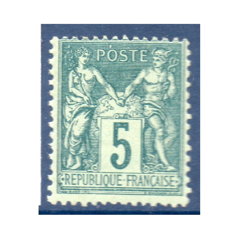 Timbre France Yvert No 75e Type II Sage 5c vert foncé Neuf * sur charnière