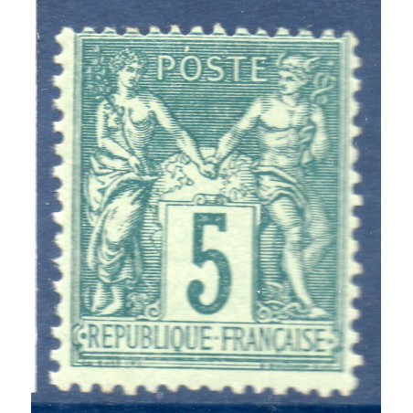 Timbre France Yvert No 75e Type II Sage 5c vert foncé Neuf * sur charnière