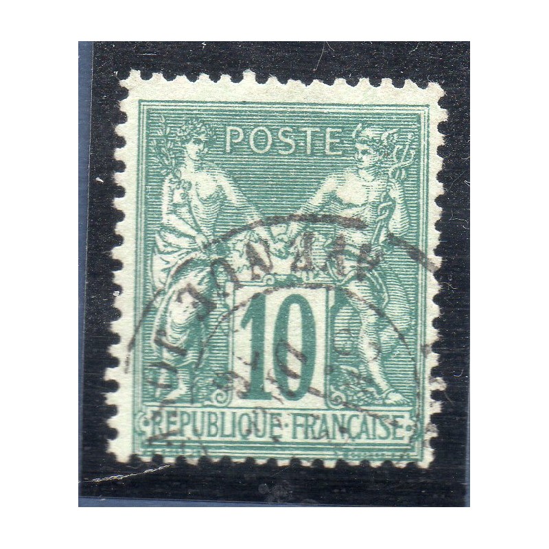 Timbre France Yvert No 76 Type II Sage 10c vert Oblitéré