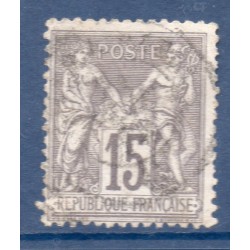 Timbre France Yvert No 77 Type II Sage 15c gris Oblitéré