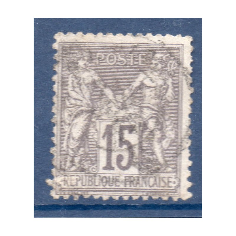 Timbre France Yvert No 77 Type II Sage 15c gris Oblitéré