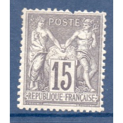 Timbre France Yvert No 77 Type II Sage 15c gris Neuf * sur charnière