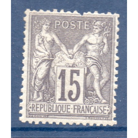 Timbre France Yvert No 77 Type II Sage 15c gris Neuf * sur charnière