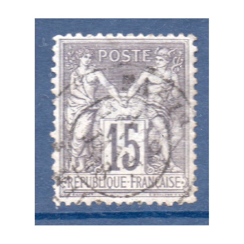 Timbre France Yvert No 77d Type II Sage 15c gris foncé Oblitéré