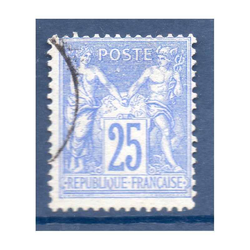 Timbre France Yvert No 78 Type II Sage 25c outremer Oblitéré