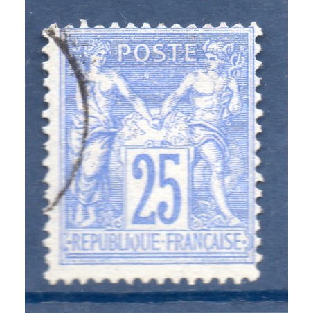 Timbre France Yvert No 78 Type II Sage 25c outremer Oblitéré