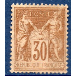 Timbre France Yvert No 80 Type II Sage 30c brun-jaune Neuf * sur charnière