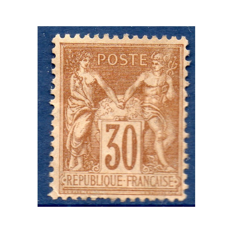 Timbre France Yvert No 80 Type II Sage 30c brun-jaune Neuf * sur charnière