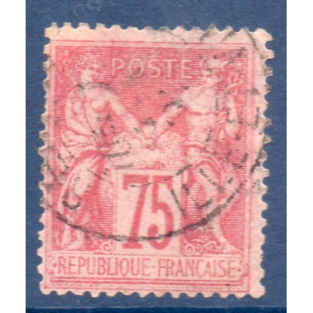 Timbre France Yvert No 81 Type II Sage 75c rose Oblitéré