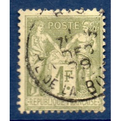 Timbre France Yvert No 82 Type II Sage 1 fr olive clair Oblitéré