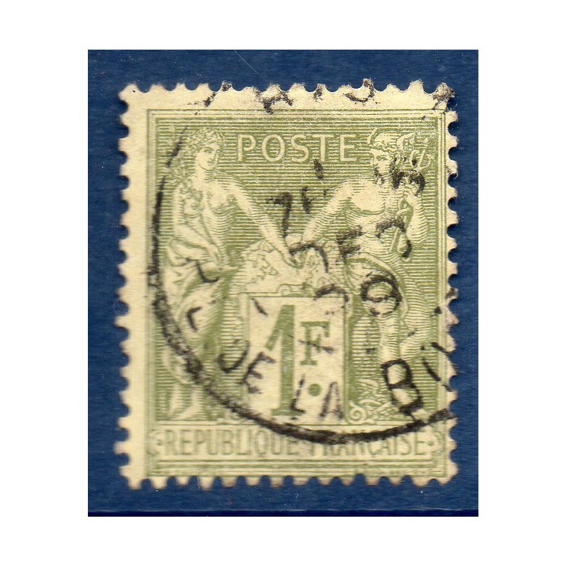 Timbre France Yvert No 82 Type II Sage 1 fr olive clair Oblitéré