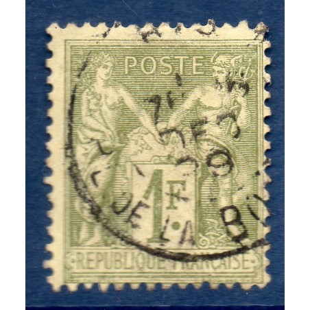 Timbre France Yvert No 82 Type II Sage 1 fr olive clair Oblitéré