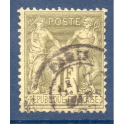 Timbre France Yvert No 82d Type II Sage 1 fr vert bronze Oblitéré