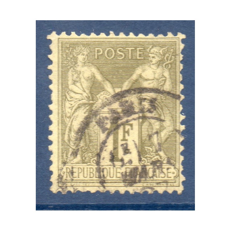 Timbre France Yvert No 82d Type II Sage 1 fr vert bronze Oblitéré