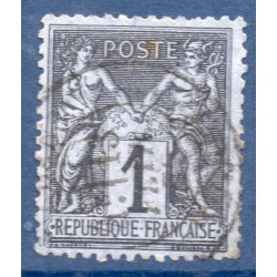 Timbre France Yvert No 83a Type II Sage 1c noir s. bleu Oblitéré