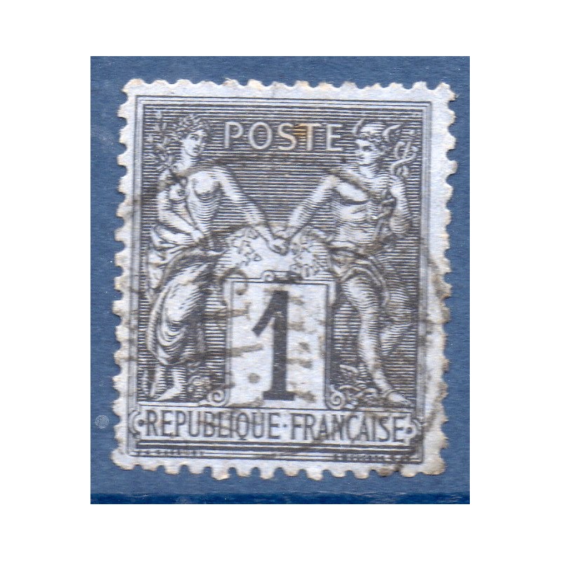 Timbre France Yvert No 83a Type II Sage 1c noir s. bleu Oblitéré