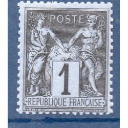 Timbre France Yvert No 83a Type II Sage 1c noir s. bleu Neuf * sur charnière