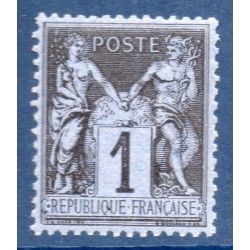 Timbre France Yvert No 83a Type II Sage 1c noir s. bleu Neuf ** sans  trace de charnière