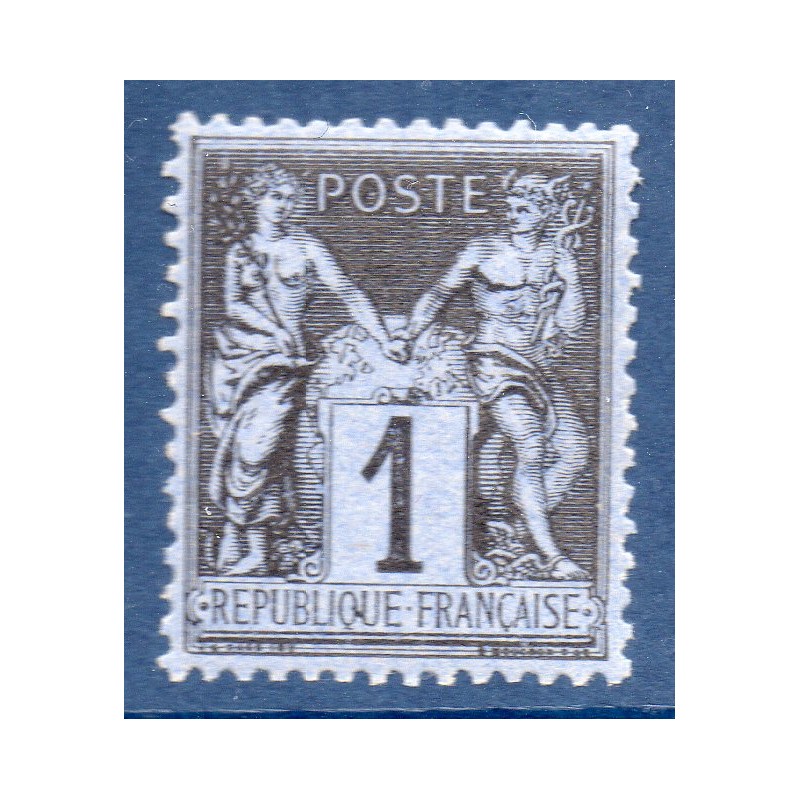 Timbre France Yvert No 83a Type II Sage 1c noir s. bleu Neuf ** sans  trace de charnière