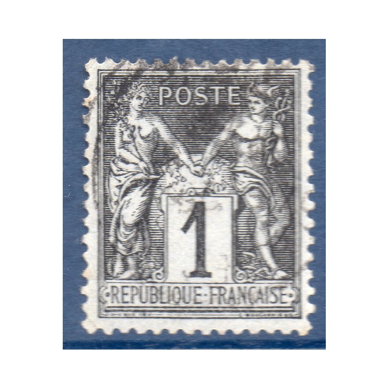 Timbre France Yvert No 83b Type II Sage 1c noir s. gris Oblitéré