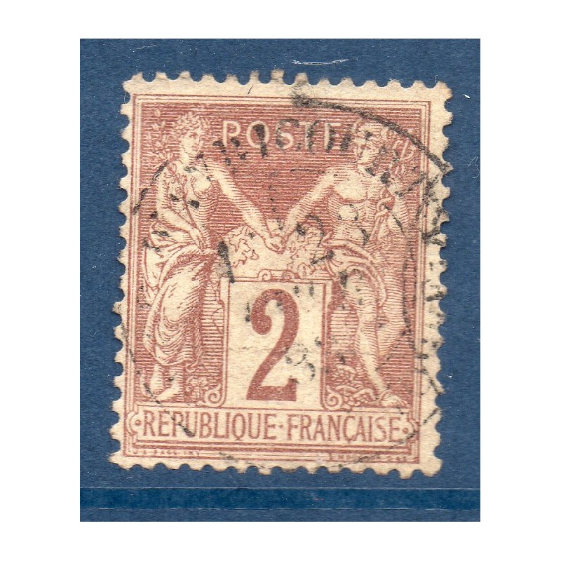 Timbre France Yvert No 85 Type II Sage 2c brun-rouge Oblitéré