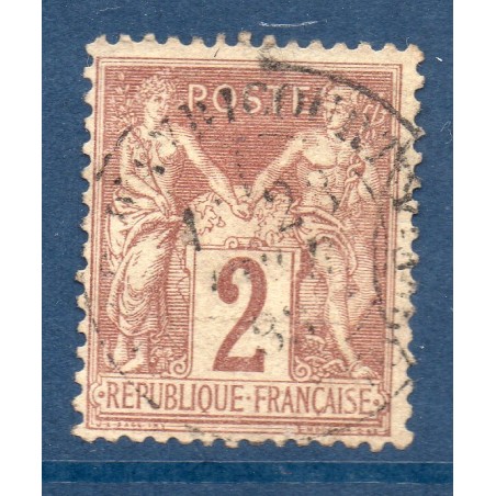 Timbre France Yvert No 85 Type II Sage 2c brun-rouge Oblitéré