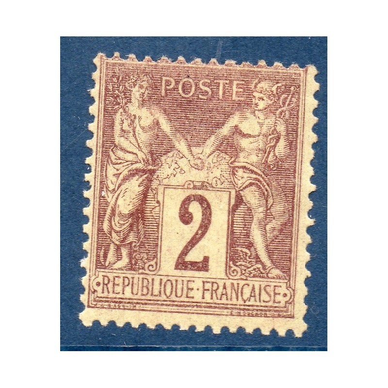 Timbre France Yvert No 85 Type II Sage 2c brun-rouge Neuf * sur charnière