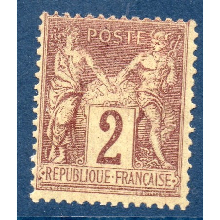 Timbre France Yvert No 85 Type II Sage 2c brun-rouge Neuf * sur charnière