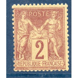 Timbre France Yvert No 85 Type II Sage 2c brun-rouge Neuf ** sans charnière