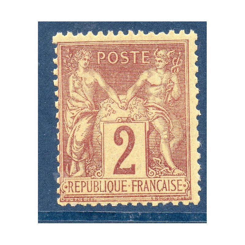 Timbre France Yvert No 85 Type II Sage 2c brun-rouge Neuf ** sans charnière