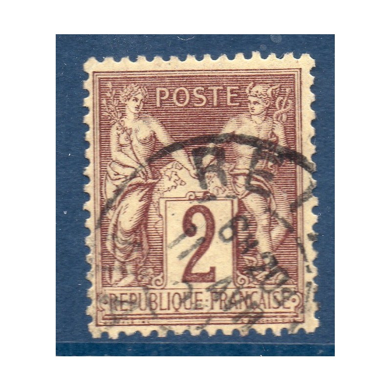 Timbre France Yvert No 85a Type II Sage 2c brun foncé Oblitéré