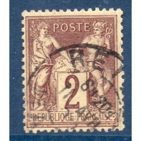 Timbre France Yvert No 85a Type II Sage 2c brun foncé Oblitéré