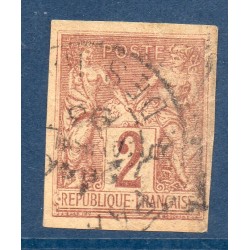 Timbre France Yvert No 85b Type II Sage 2c brun-rouge Oblitéré