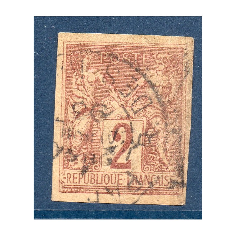 Timbre France Yvert No 85b Type II Sage 2c brun-rouge Oblitéré