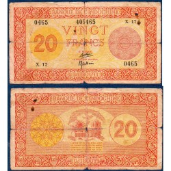 Djibouti Pick N°15, B Billet de banque de 20 Francs 1945