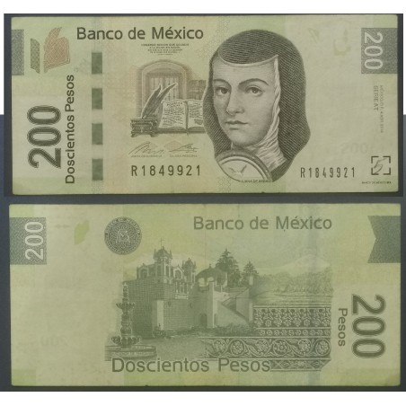 Mexique Pick N°125at, TB Billet de Banque de 200 pesos 4.4.2014