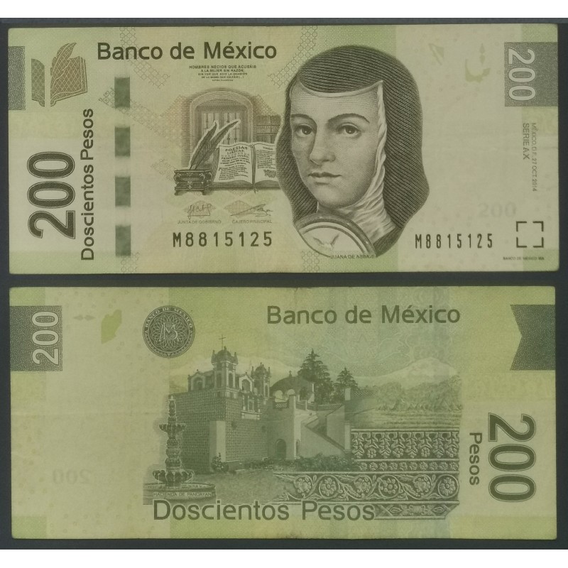 Mexique Pick N°125ax, TTB Billet de Banque de 200 pesos 27.10..2014