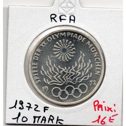 Allemagne RFA 10 deutche mark 1972 F, Spl KM 135 pièce de monnaie