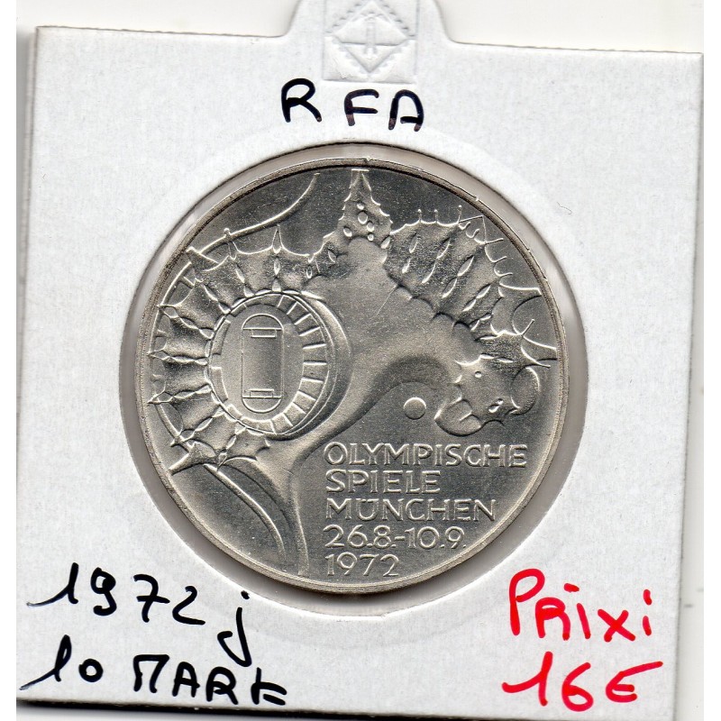 Allemagne RFA 10 deutsche mark 1972 J, Spl KM 133 Stade olympique Munich pièce de monnaie