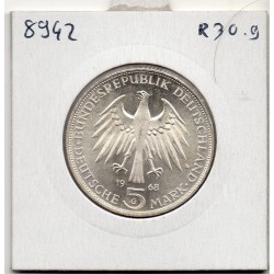 Allemagne RFA 5 deutsche mark 1968 G, Spl KM 122 Johannes Gutenberg  pièce de monnaie