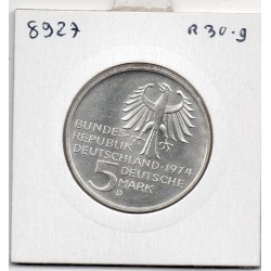 Allemagne RFA 5 deutsche mark 1974 D, Spl KM 139 Kant pièce de monnaie