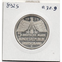 Allemagne RFA 5 deutsche mark 1975 F, Spl KM 142 Monuments Historiques pièce de monnaie