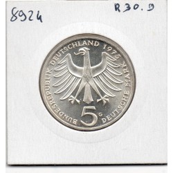 Allemagne RFA 5 deutsche mark 1975 G, Spl KM 143 Schweitzer pièce de monnaie