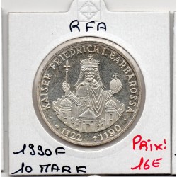 Allemagne RFA 10 deutche mark 1990 F, Spl KM 174 Freidrich Barbarossa pièce de monnaie