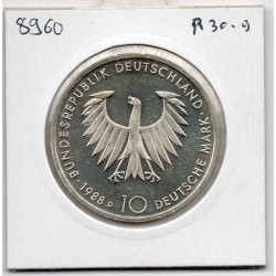 Allemagne RFA 10 deutche mark 1988 D, Spl KM 168 Arthur Schopenhauer pièce de monnaie