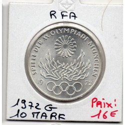 Allemagne RFA 10 deutsche mark 1972 G, Spl KM 135 pièce de monnaie