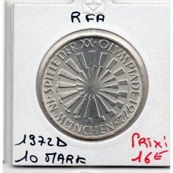 Allemagne RFA 10 deutche mark 1972 D, Spl KM 134 pièce de monnaie