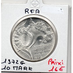 Allemagne RFA 10 deutche mark 1972 G, Spl KM 133 pièce de monnaie