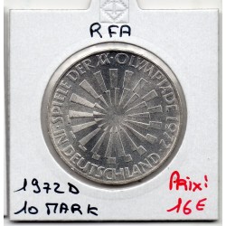 Allemagne RFA 10 deutsche mark 1972 D, Spl KM 130 pièce de monnaie