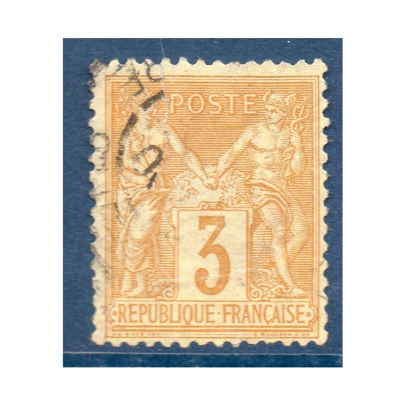 Timbre France Yvert No 86 Type II Sage 3c bistre-jaune Oblitéré